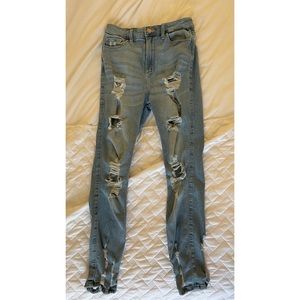 Hollister high rise distressed skinny jeans light wash